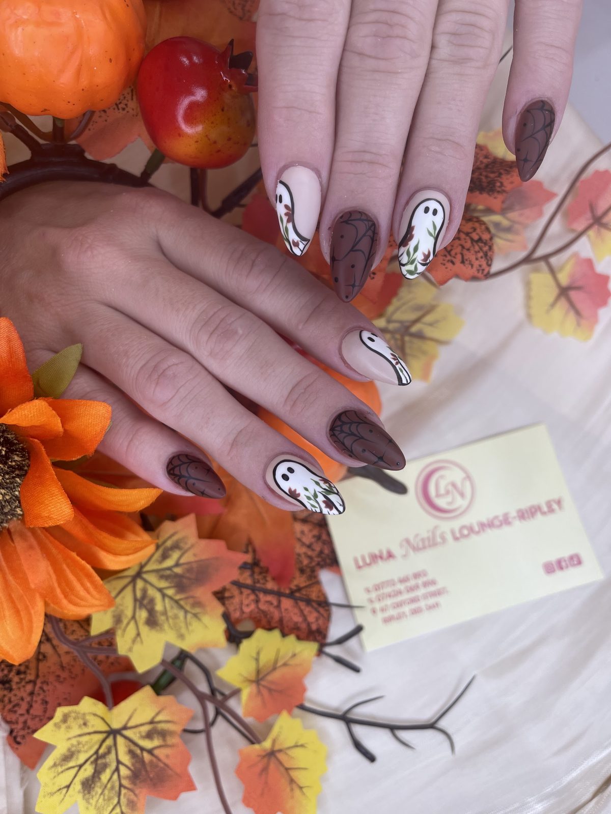 Autumn set in brown and cream with ghost designs