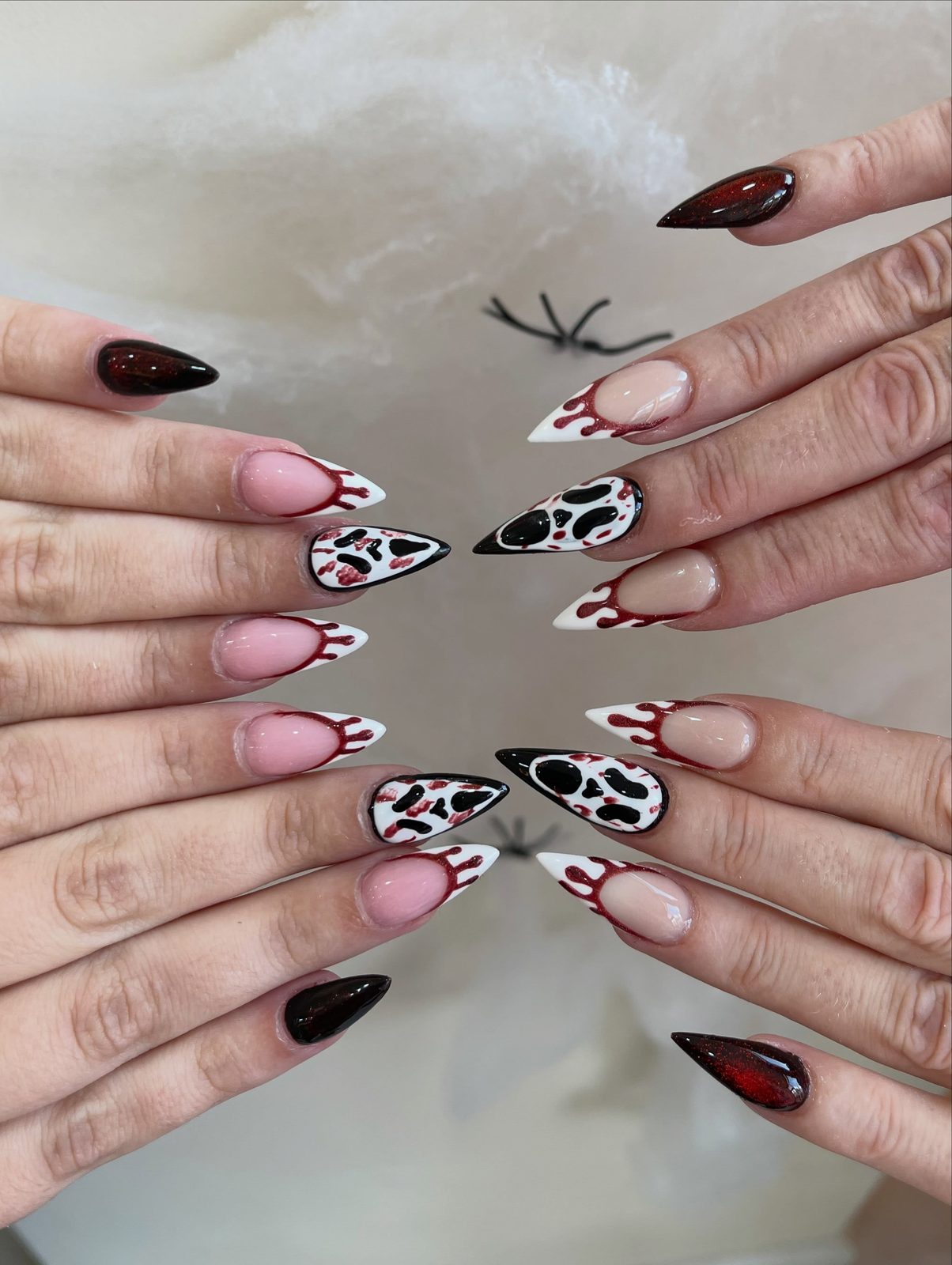 Halloween set with Ghostface, red drip and black designs